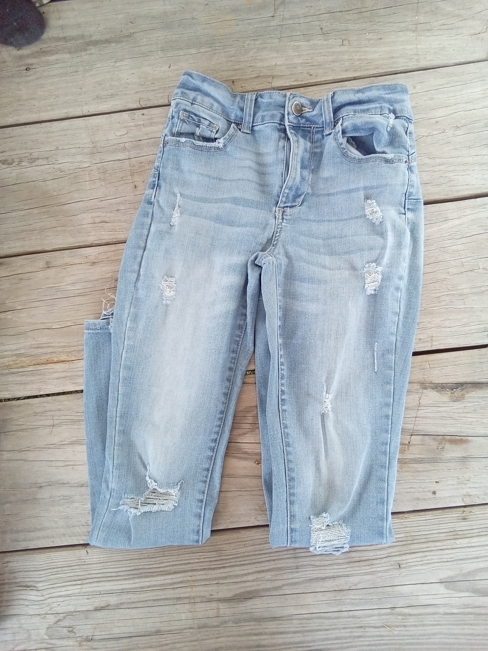 Wax Jean Butt I Love You Distressed Light Wash Skinny Jeans Size 3 / 26